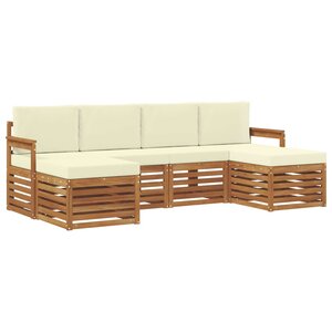 vidaXL Ensemble de canapés d'extérieur 6 pc Naturel et Crème