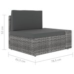 vidaXL Salon de jardin 5 Pièces avec coussins Gris Résine tressée