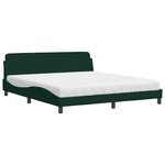 vidaXL Lit avec matelas Dover vert foncé 180x200 cm velours