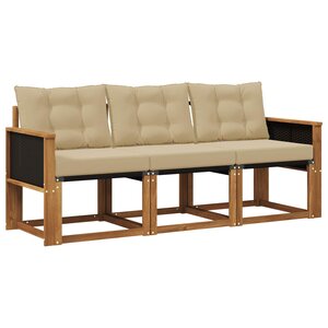 vidaXL Ensemble de canapés d'extérieur 3 Pièces Naturel et Beige