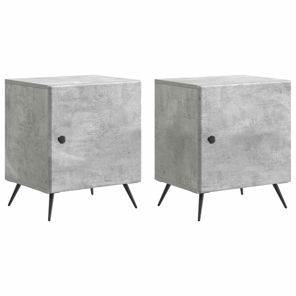 vidaXL Cabinet de chevet 2 Pièces Gris béton 43 x 34 5 x 50 cm