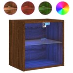 vidaXL Tables de chevet murales avec lumières LED 2 Pièces chêne marron