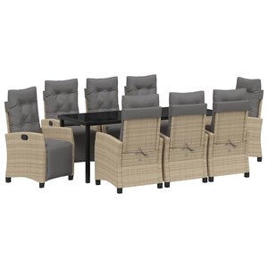 vidaXL Ensemble de salle à manger pour jardin 9 pc Beige polyrotin