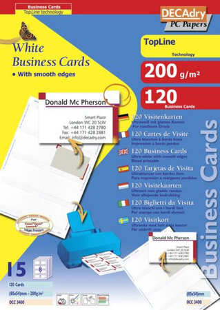 Pack 15 X 8 Cartes Visite Blanc 200G