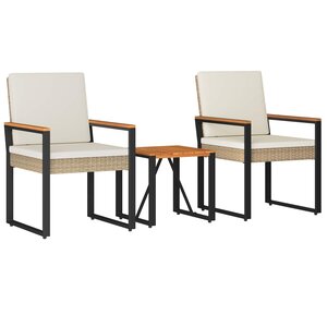 vidaXL Ensemble de meubles d'extérieur 3 Pièces Beige et blanc crème