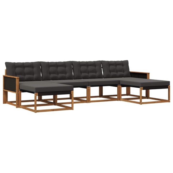 vidaXL Ensemble de canapés d'extérieur 6 pc Naturel et noir