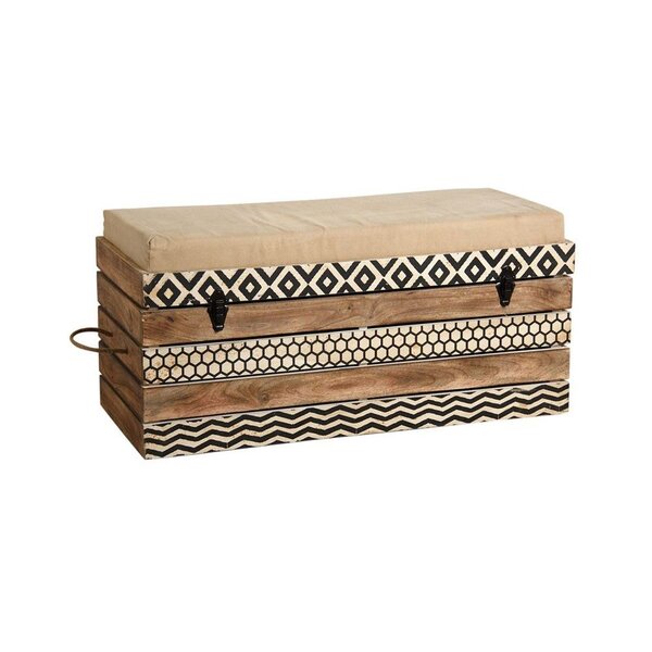 Coffre banc zigzag en manguier et coton