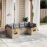 vidaXL Salon de jardin avec coussins 6 Pièces beige résine tressée