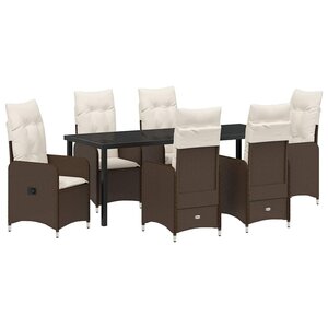 vidaXL Ensemble de salle à manger pour jardin 7 Pièces Marron polyrotin