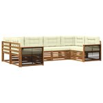 vidaXL Ensemble de canapés d'extérieur 6 pc Naturel et Crème