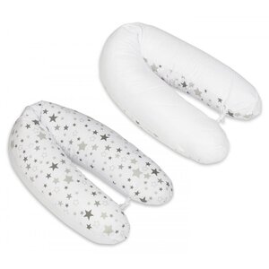 Coussin maternité pre/post natal usages multiples Etoiles grises et blanches sur fond blanc blanc