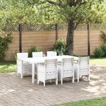 vidaXL Ensemble de salle à manger de jardin de 7 pièces avec coussins Blanc Poly Rotin