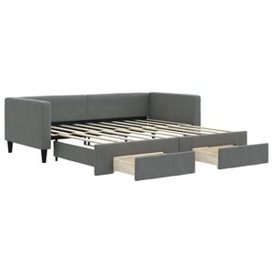 vidaXL Lit de jour avec lit gigogne et tiroirs 100x190 cm tissu