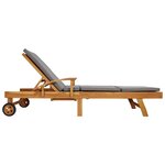 vidaXL Chaise longue avec coussin 100  Polyester Teck Solide