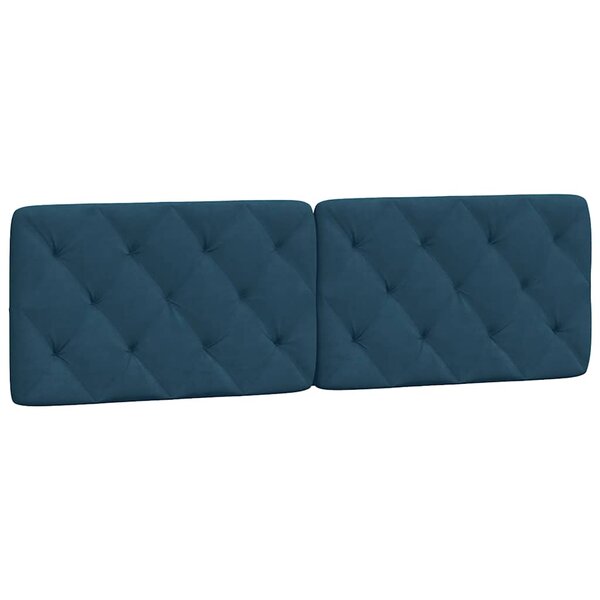 vidaXL Coussin de tête de lit bleu 160 cm velours