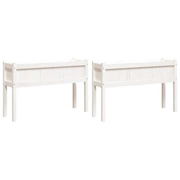 vidaXL Jardinières 2 Pièces avec pieds blanc bois de pin massif