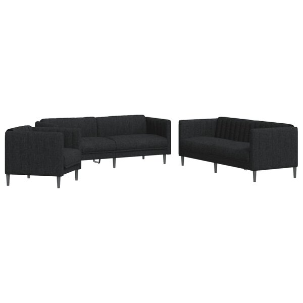 vidaXL Ensemble de canapés 3 Pièces noir tissu
