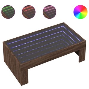 vidaXL Table basse avec LED infini chêne marron 90x50x30 cm