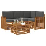 vidaXL Ensemble de canapés d'extérieur 5 Pièces Naturel et Anthracite