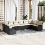 vidaXL Ensemble de canapé de jardin 10 Pièces Noir Poly rotin