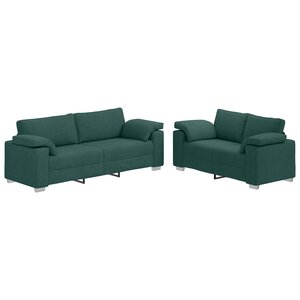 vidaXL Canapé 2 Pièces Vert foncé 219 x 80 x 82 cm tissu