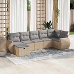 vidaXL Salon de jardin avec coussins 7 Pièces beige résine tressée