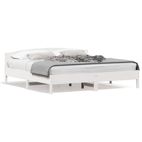 vidaXL Cadre de lit sans matelas blanc 200x200 cm bois massif de pin