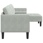 vidaXL Canapé 3 places avec chaise L en velours gris clair 160 cm
