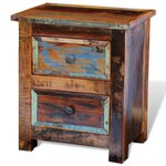 vidaXL Table de chevet avec 2 tiroirs Bois massif recyclé