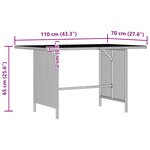 vidaXL Table à dîner de jardin Gris 110x70x65 cm Résine tressée
