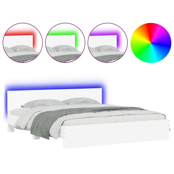 vidaXL Cadre de lit avec LED sans matelas blanc 200x200 cm