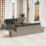 vidaXL Ensemble de salle à manger pour jardin 8 Pièces Gris  Marron