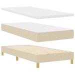 vidaXL Lit à ressorts avec coussin Crème 90 x 200 cm tissu