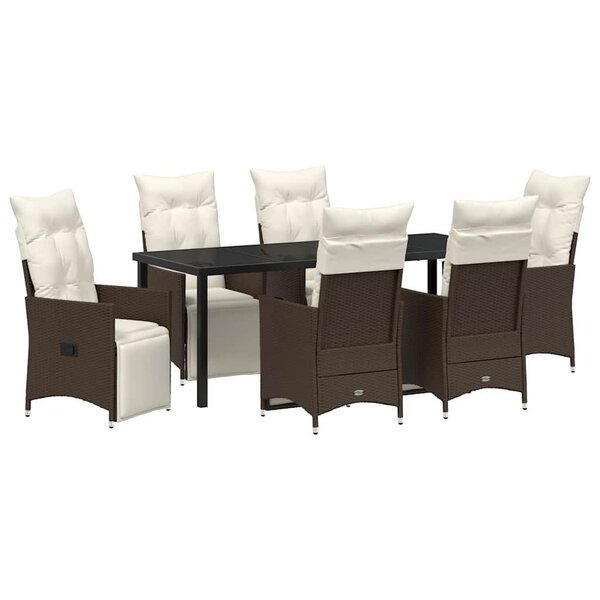 vidaXL Ensemble de salle à manger pour jardin 7 pc Marron polyrotin