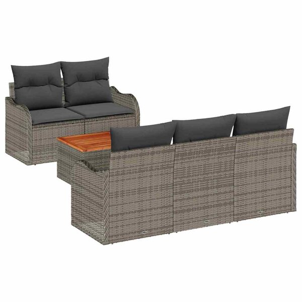 vidaXL Ensemble de canapé de jardin 6 Pièces Gris Poly rotin