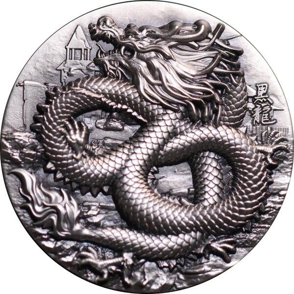 BLACK DRAGON OF TRANQUILITY 9 Dragons Series 5 Once Argent Monnaie 18888 Francs Chad 2024