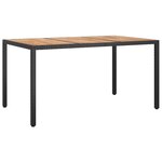 vidaXL Table de jardin pour repas Noir 150 x 90 x 75 cm Poly rotin