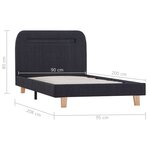 Vidaxl cadre de lit avec led gris foncé tissu 90 x 200 cm