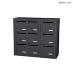 Bloc collectif Leabox 3x3 grade 3 simple face intérieur fixation murale gris anthracite ral 7016 finition brillante