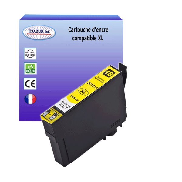 Cartouche Compatible pour Epson T1814 / T1804 (18XL) Jaune  - T3AZUR