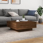 vidaXL Table basse avec lumières LED chêne marron 80x80x31 cm