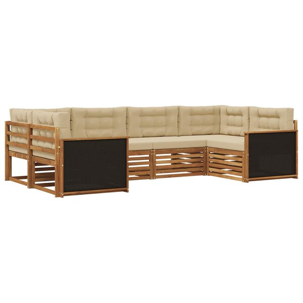 vidaXL Ensemble de canapés d'extérieur 6 Pièces Naturel et Beige