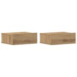 vidaXL Tables de chevet flottantes 2 Pièces chêne artisanal 40x32x15 cm