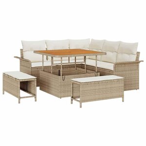 vidaXL Ensemble de canapé de jardin avec coussin 8 Pièces Beige et crème