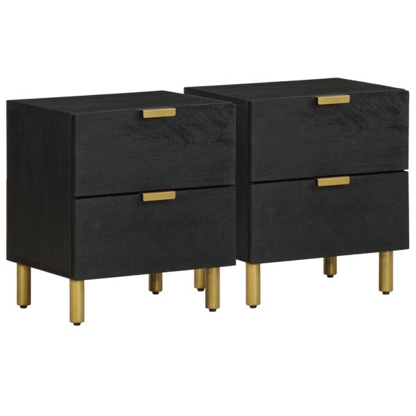 vidaXL Tables de chevet 2 Pièces noir 40x33x46 cm bois de manguier solide