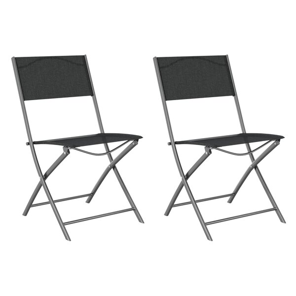 vidaXL Chaises d'extérieur pliables lot de 2 Noir Acier et textilène