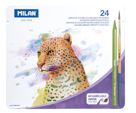 Crayons de couleur aquarellable Todocolor Boite métallique 24 pièces + 1 pinceau