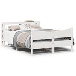 vidaXL Cadre de lit avec tête de lit blanc 150x200 cm bois pin massif