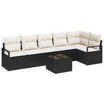 vidaXL Ensemble de canapé de jardin avec coussin 7 Pièces Marron  Crème