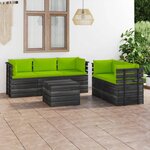 vidaXL Salon palette de jardin 6 Pièces avec coussins Bois de pin massif